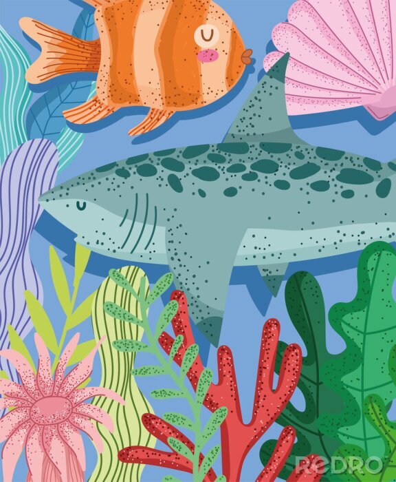 Poster Unterwasserwelt mit tropischen Pflanzen