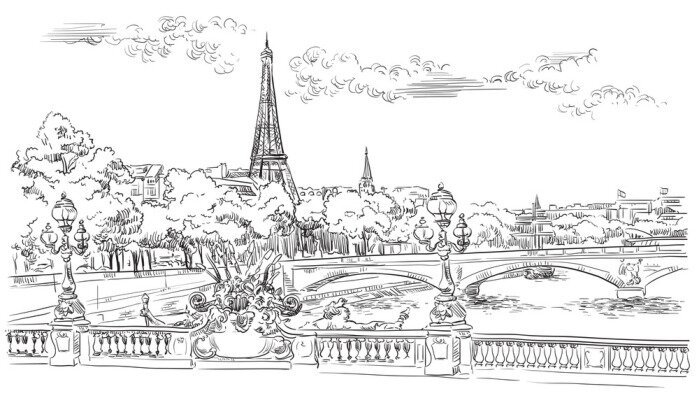 Poster Vector hand drawing Paris 8