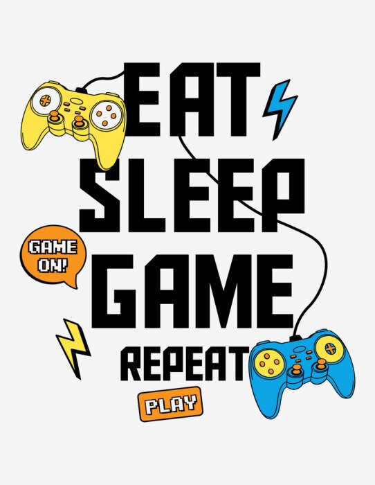 Poster Vector joysticks gamepad  illustration with slogan text, for t-shirt prints and other uses.