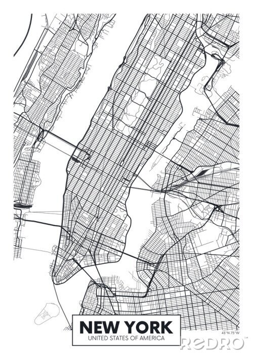 Poster Vektor-Poster-Karten-Stadt New York