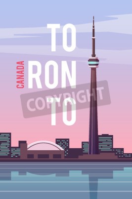 Poster Vektor Retro Poster. Kanada. CN Tower Flat Design