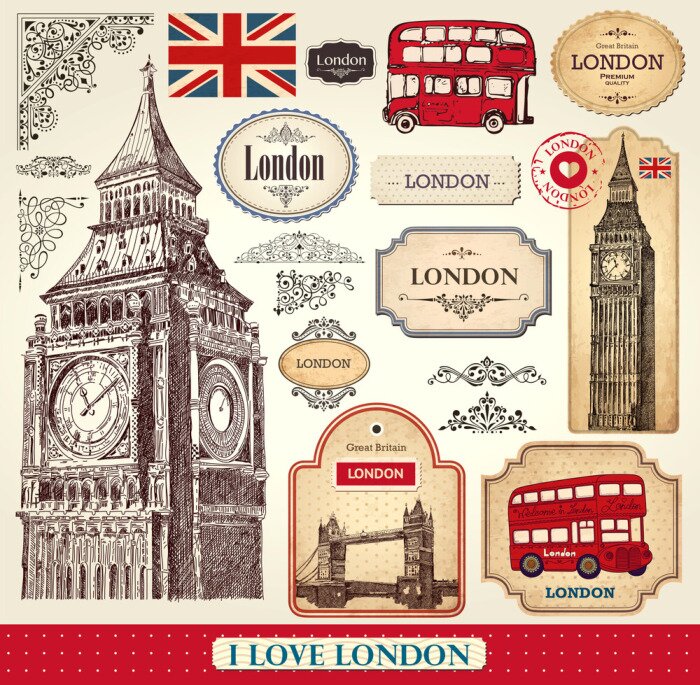 Poster Vektor-Satz von London Symbole
