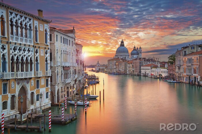 Poster Venedig Blick auf Kanal bei Sonnenuntergang