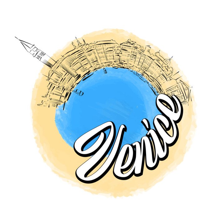 Poster Venedig farbiges Wahrzeichen Logo