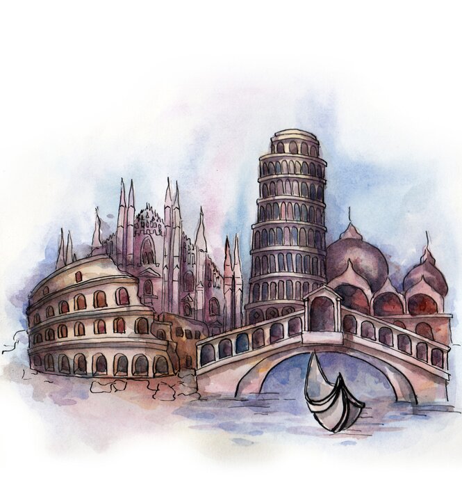 Poster Venedig Italien Zeichnung von Gebäuden