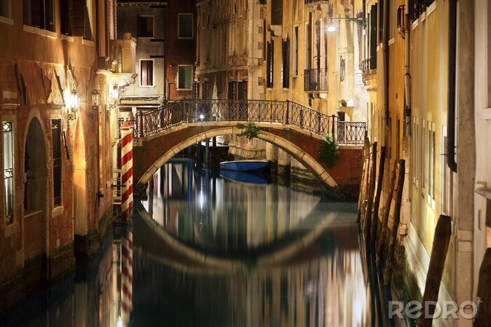 Poster Venedig-kanal bei nacht