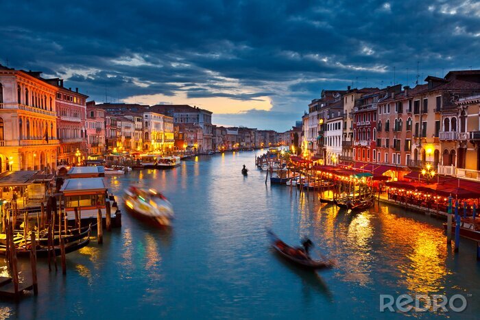 Poster Venezianische beleuchtete Häuser
