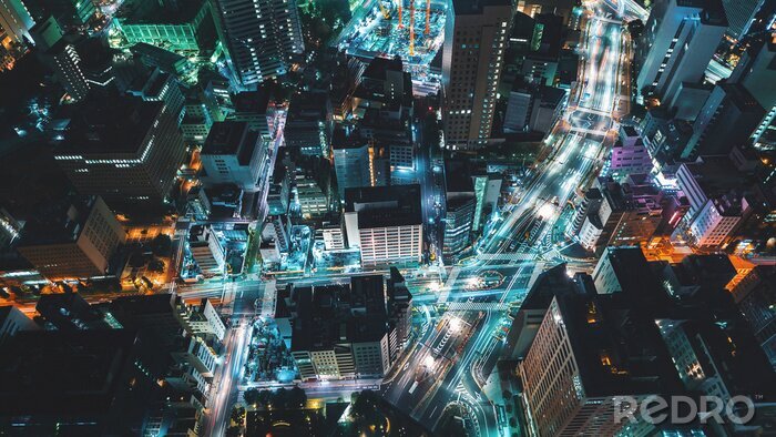 Poster Verkehr auf den nächtlichen Straßen von Tokyo