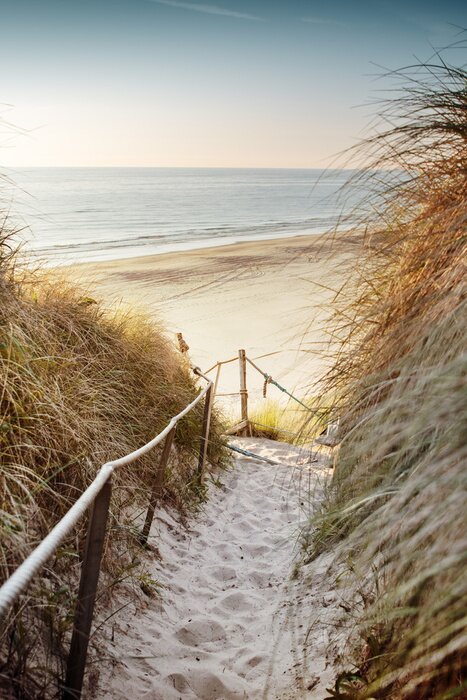 Poster Verlassener Strand hinter den Dünen