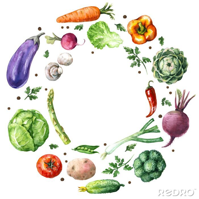 Poster Verschiedene Gemüse Runde Rahmen