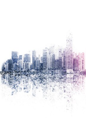 Poster Verschwimmendes Stadtpanorama
