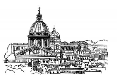 view of historic center of Rome, Italy