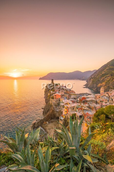 Poster View of Vernazza. One of five famous colorful villages of Cinque Terre National Park