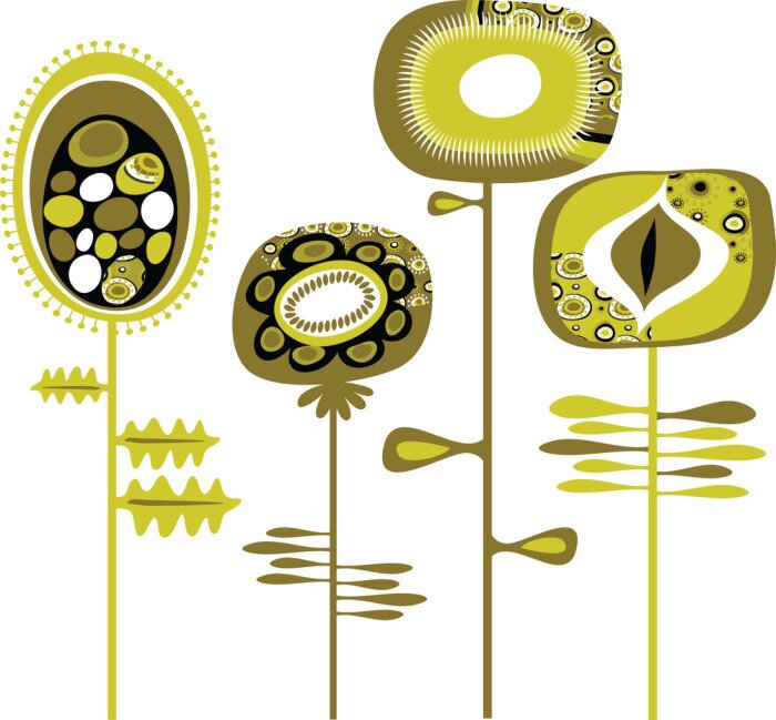 Poster Vintage Blumen in grüner Farbe