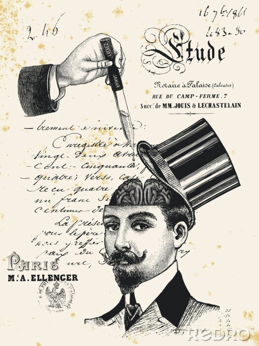 Poster Vintage Darstellung mit einem Mann
