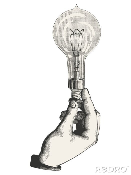 Poster Vintage-Glühbirne als Symbol für Idee