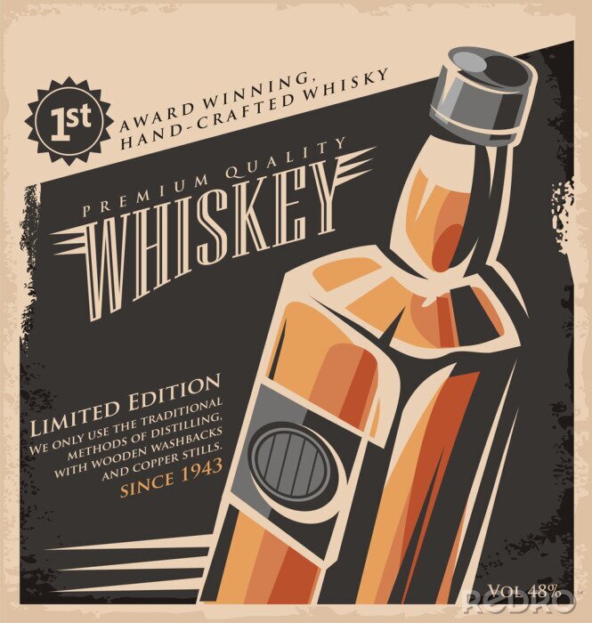 Poster Vintage Grafik mit Whiskey