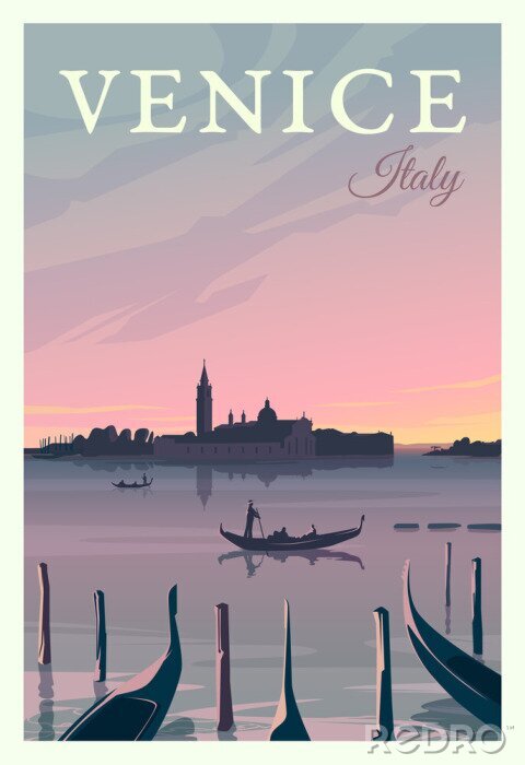 Poster Vintage Illustration von Venedig