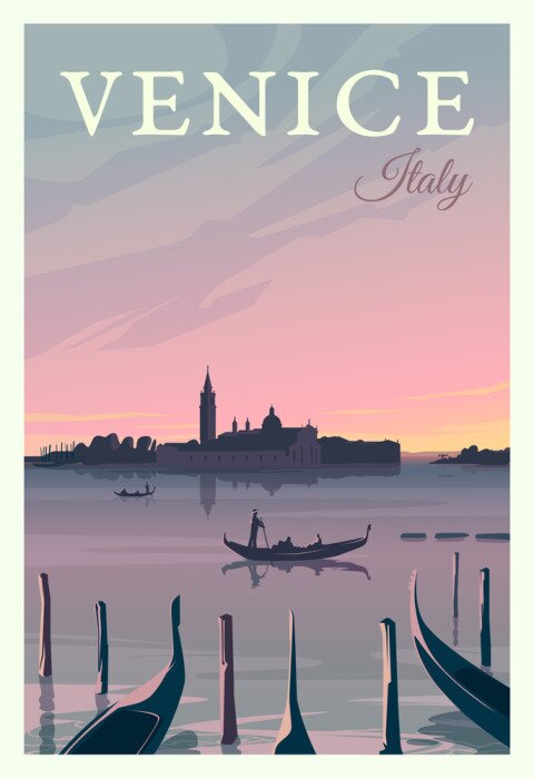 Poster Vintage Illustration von Venedig