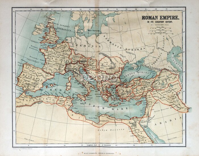 Poster Vintage-Karte des Römischen Reiches