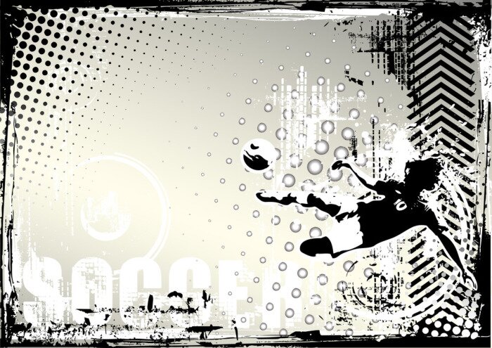 Poster Vintage-Motiv mit Fußballspieler