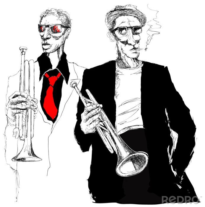 Poster Vintage Musik und Trompeter