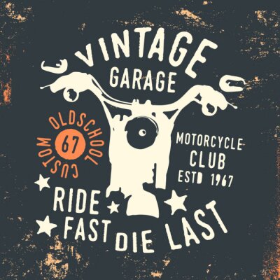 Poster Vintage Muster mit Motorrad