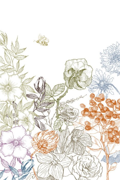 Poster Vintage-Pflanzen mit ungewöhnlichen Farben