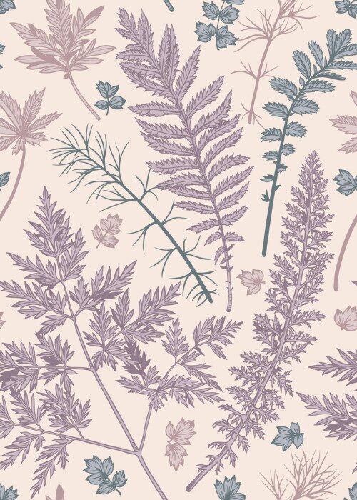 Poster Vintage-Pflanzen Pastell Blätter und Zweige