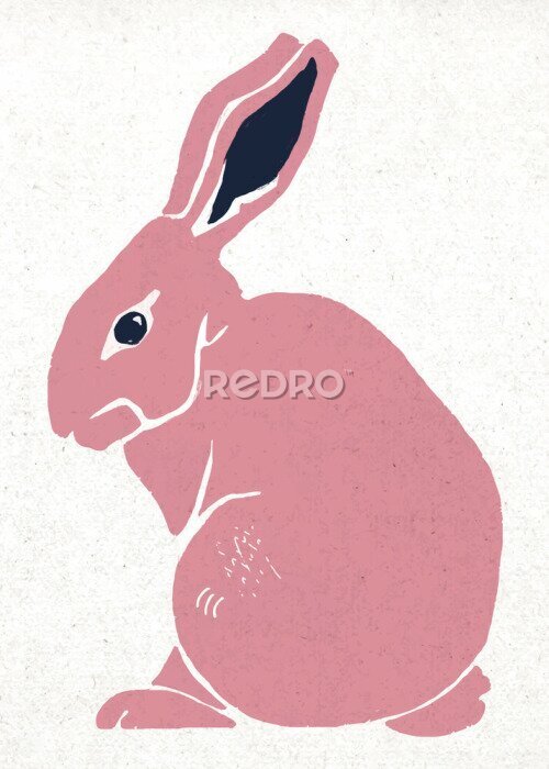 Poster Vintage rosa Hase