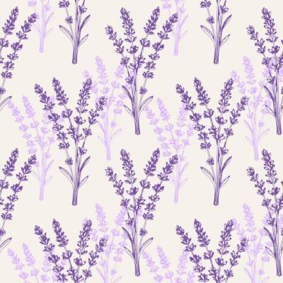 Vintage seamless pattern with lavender flowers.