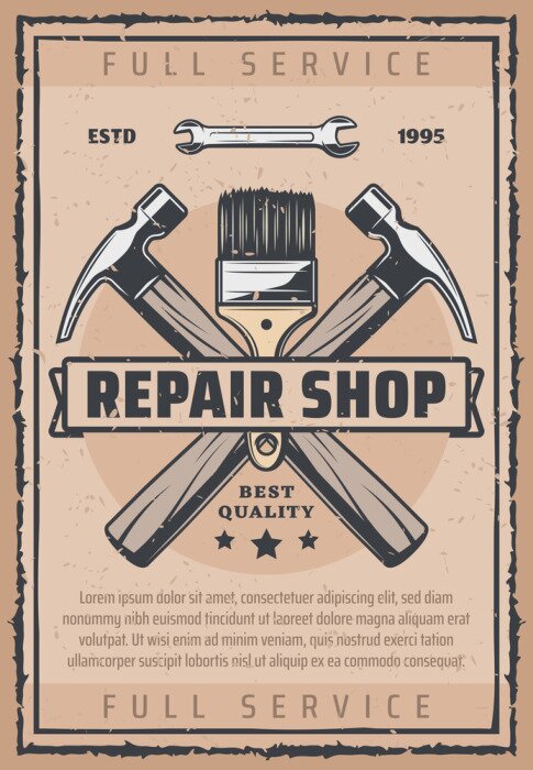 Poster Vintage Werkstatt-Banner