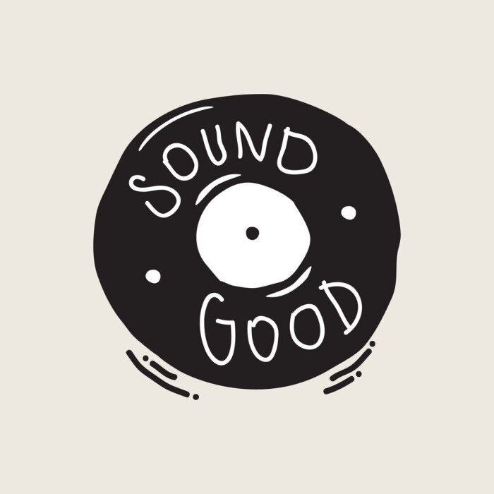 Poster Vinyl-Record-Illustration mit Handschrift Text, "Sound Good".