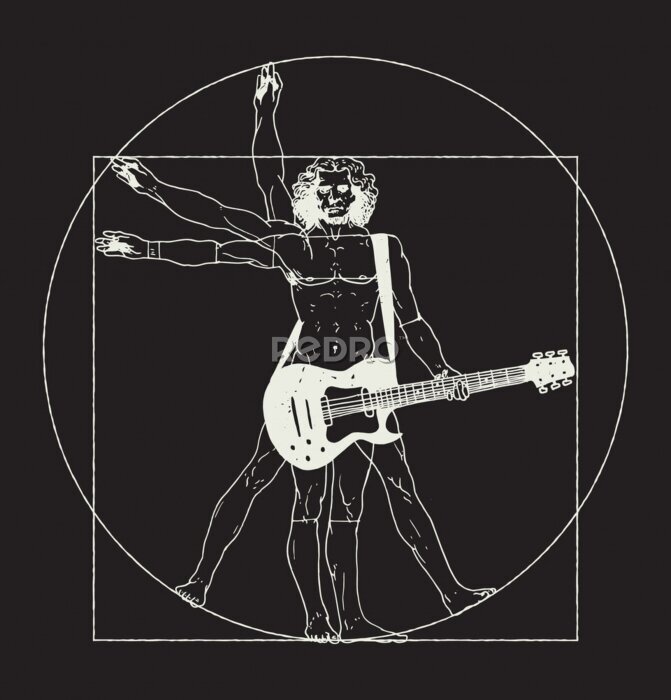 Poster Vitruvianischer Mann mit Gitarre