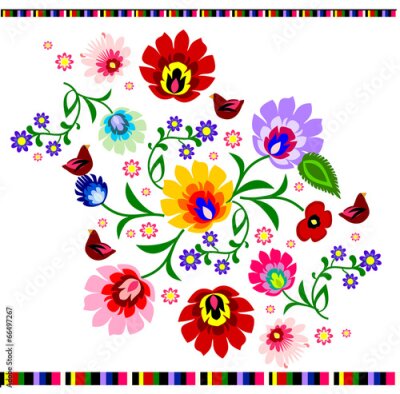 Poster Volksschmuck mit Blumen