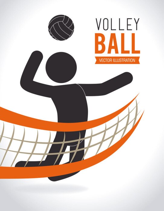 Poster Volleyball Beschriftung mit einer Silhouette eines Spielers