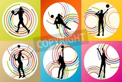 Poster Volleyball-Farbgrafiken mit Kreisen