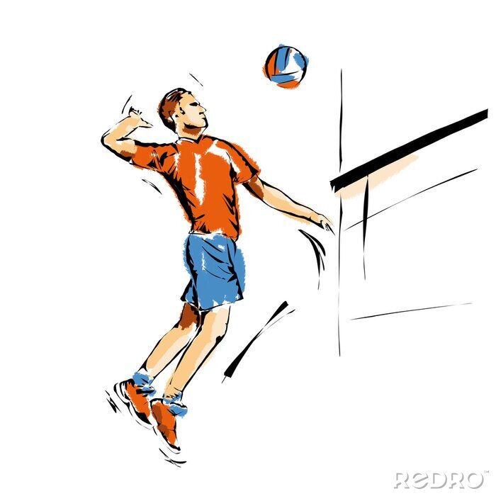 Poster Volleyball Motivationsgrafik orange-blau