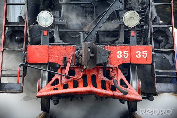 Poster Vorderteil einer Retro-Lokomotive