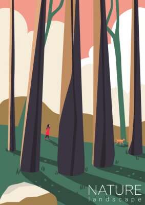 Poster Waldbäume und Gestalt digitale Grafik