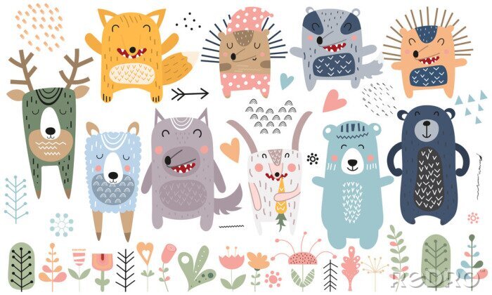 Poster Waldtiere im skandinavischen Stil