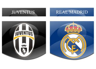 Poster Wappen von Real Madrid und Juventus Turin