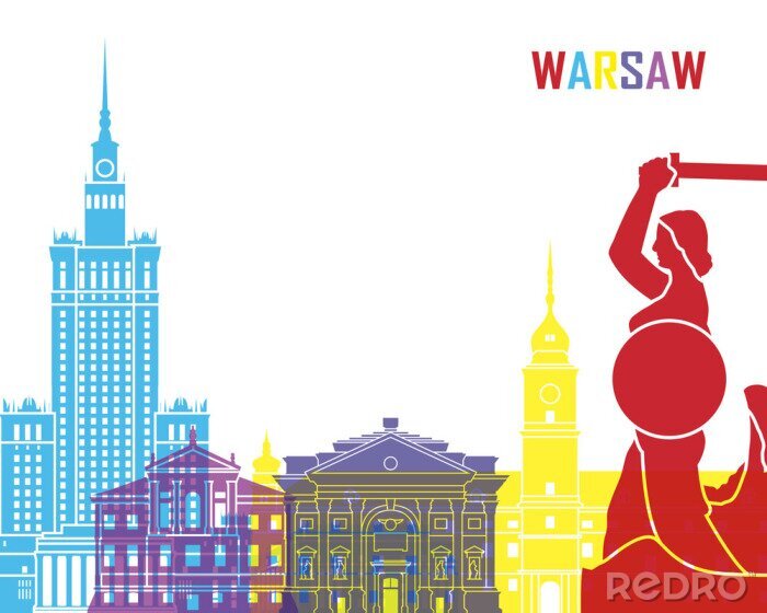 Poster Warschauer Denkmäler im Pop-Art-Stil
