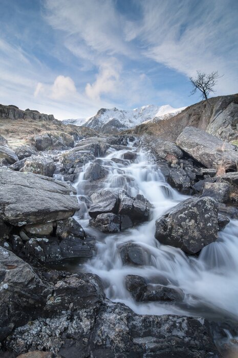 Poster Wasserfall fließt inmitten der Felsen