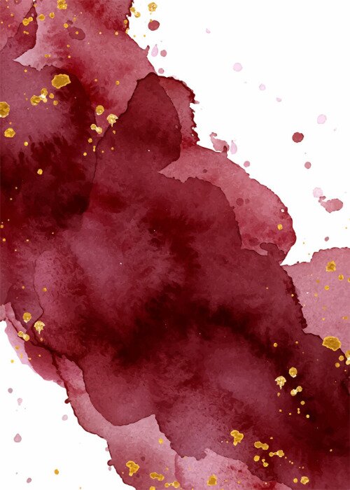 Poster Watercolor abstract background, hand drawn watercolour burgundy and gold texture