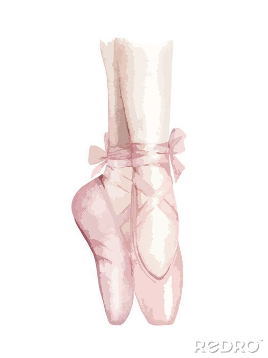 Poster Watercolor ballet illustration. Hand drawn vector art. Fashion print