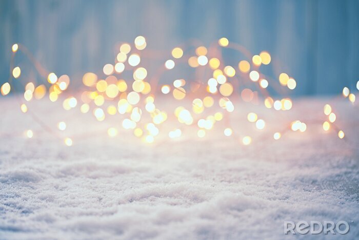 Poster Weihnachtsbeleuchtung auf dem Schnee