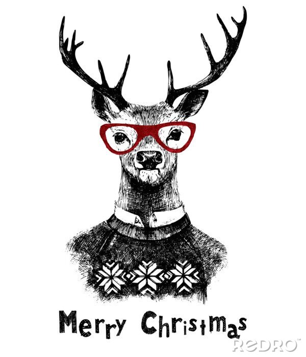 Poster Weihnachtskarte mit Hirsch