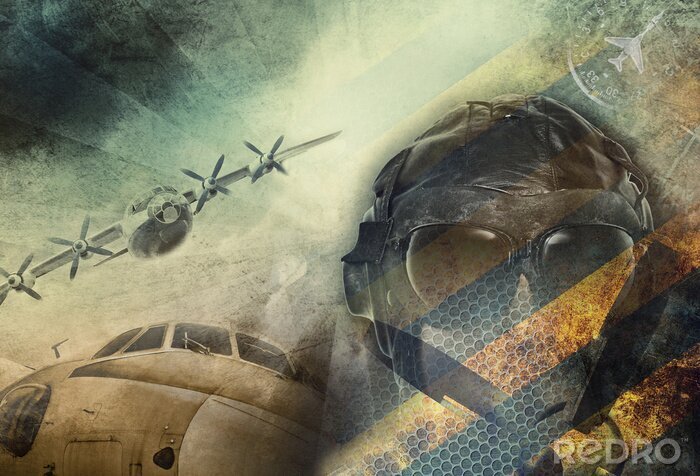 Poster Weinlese-Luftfahrt, Militär-Grunge-Hintergrund