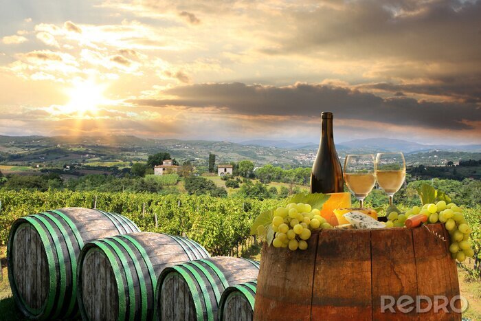 Poster Weinverkostung im toskanischen Sonnenschein